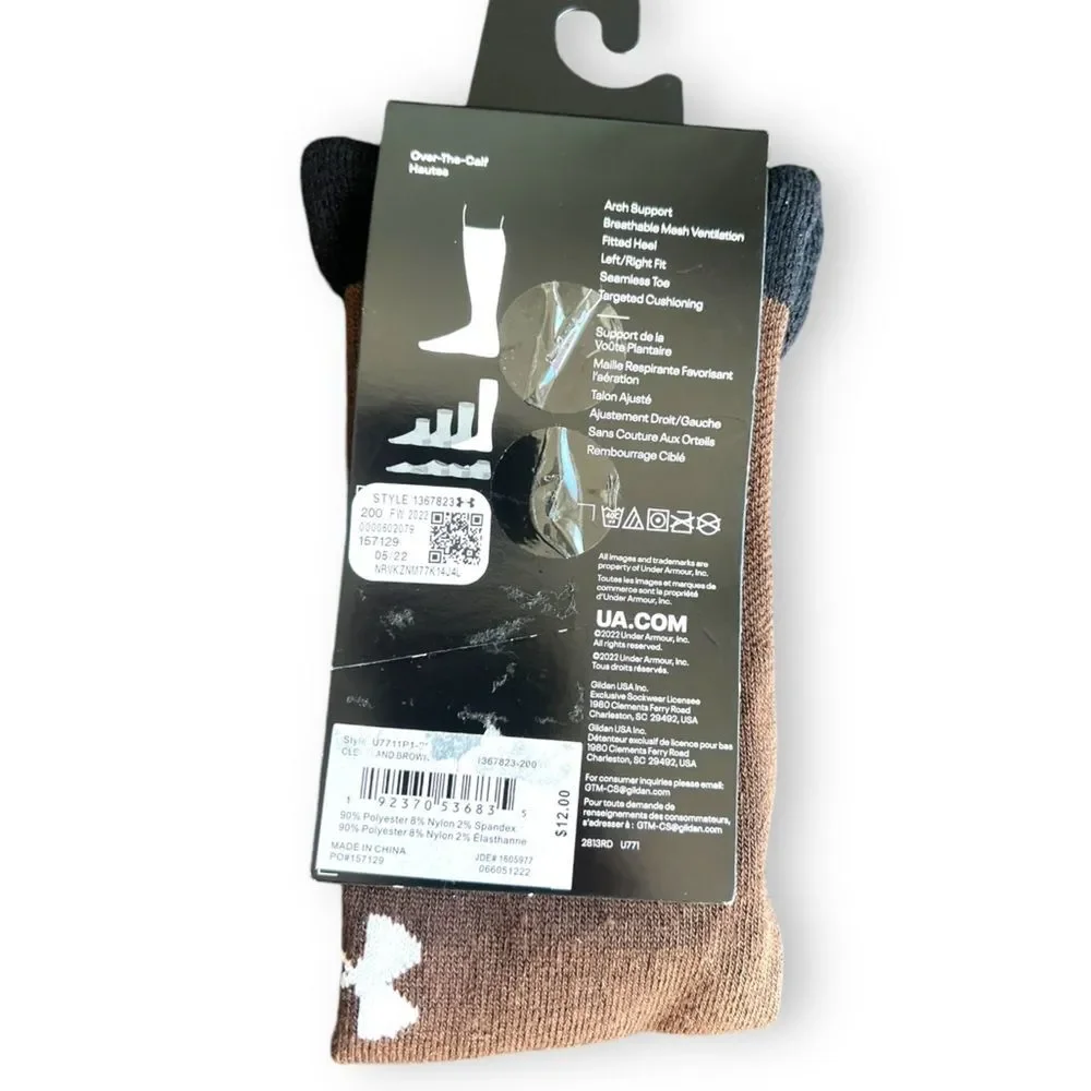 Under Armour Youth Unisex Team Cushioned Over-the-Calf Socks Brown Size Large